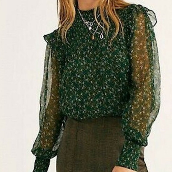 Free People Roma Floral Print Feminine Boho Blouse - Picture 2 of 3